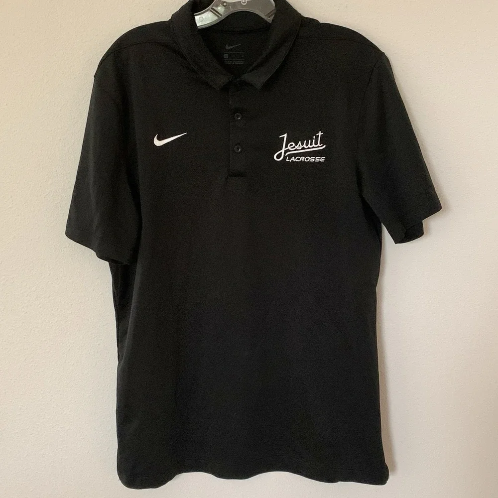 Nike Men's Jesuit Lacrosse Polo Shirt Pullover Short Sleeve Black Medium